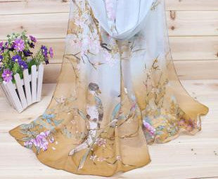 Fashion Soft Thin Chiffon Silk Scarf Women Animal Bird printed Scarves-Dollar Bargains Online Shopping Australia