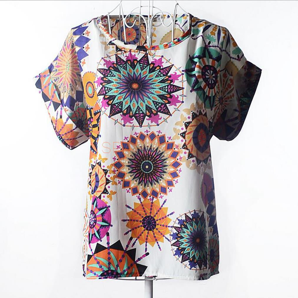 Women Blouses Chiffon Shirt Women Plus Size Short Sleeve Women Tops-Dollar Bargains Online Shopping Australia