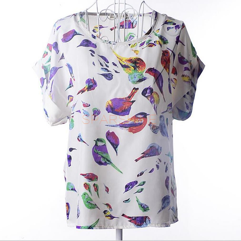 Women Blouses Chiffon Shirt Women Plus Size Short Sleeve Women Tops-Dollar Bargains Online Shopping Australia