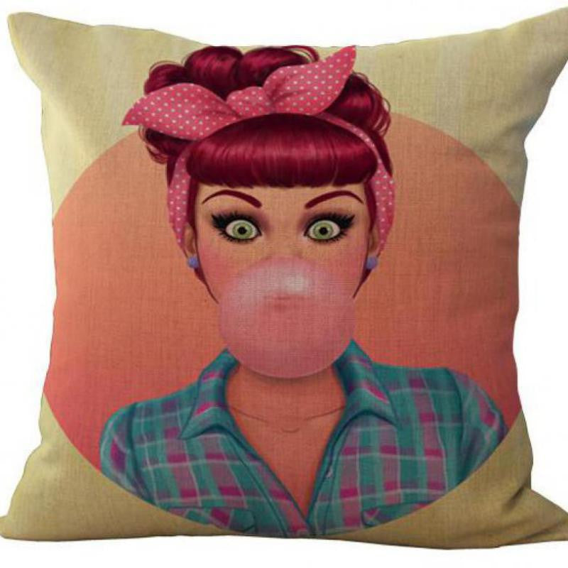 American Style Cartoon Anime Girl Cotton Linen Throw Pillow Home Decor Cushion For Children's Birthday Gift-Dollar Bargains Online Shopping Australia