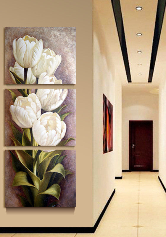 3 Piece Oil painting Living Room Modern Wall Painting Flower Decorative Wall Art Painting Pictures Print On Canvas(No Frame)-Dollar Bargains Online Shopping Australia