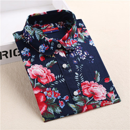 Floral Women Blouses Long Sleeve Shirt Cotton Women Shirts Cherry Casual Ladies Tops Animal Print Blouse Plus Size 5XL-Dollar Bargains Online Shopping Australia