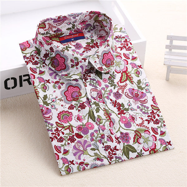 Floral Women Blouses Long Sleeve Shirt Cotton Women Shirts Cherry Casual Ladies Tops Animal Print Blouse Plus Size 5XL-Dollar Bargains Online Shopping Australia