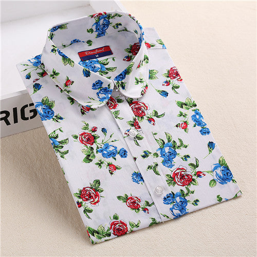 Floral Women Blouses Long Sleeve Shirt Cotton Women Shirts Cherry Casual Ladies Tops Animal Print Blouse Plus Size 5XL-Dollar Bargains Online Shopping Australia