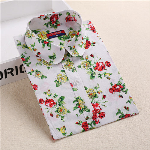 Floral Women Blouses Long Sleeve Shirt Cotton Women Shirts Cherry Casual Ladies Tops Animal Print Blouse Plus Size 5XL-Dollar Bargains Online Shopping Australia