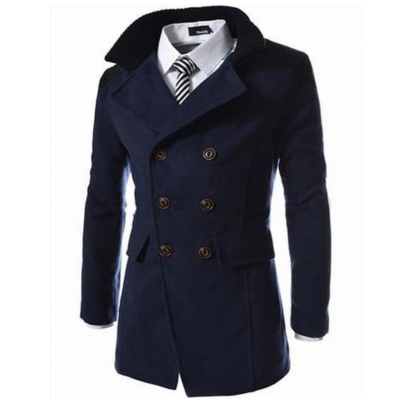 Trench Coat Men Tops Autumn Style Double Breasted Trench Coat High Quality Woolen Cloth Fabric Long Mens Trench Coat-Dollar Bargains Online Shopping Australia