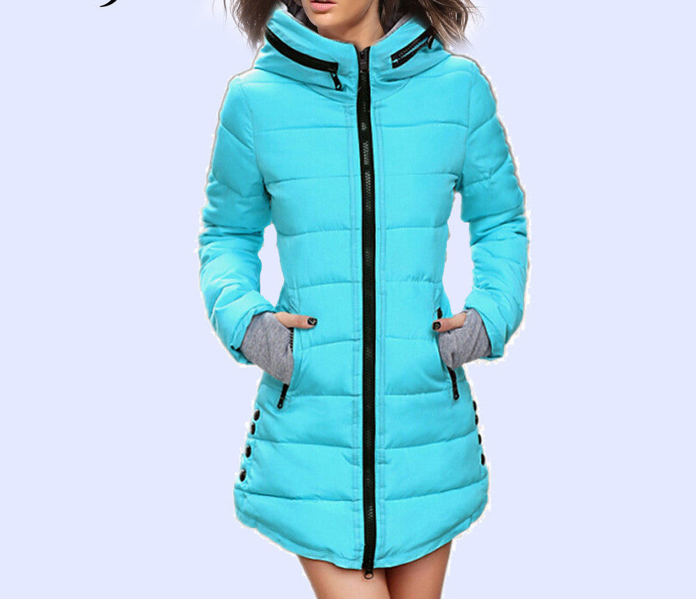 Warm Winter Jackets Women Fashion Down Cotton Parkas Casual Hooded Long Coat Thickening Plus Size Parka Zipper Cotton Slim-Dollar Bargains Online Shopping Australia