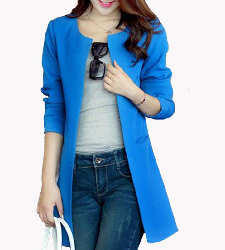 Women Blazer Fashion Straight Slim Single Breasted Long Casual Suit Jacket Blaser Feminino Plus Size WWX140-Dollar Bargains Online Shopping Australia