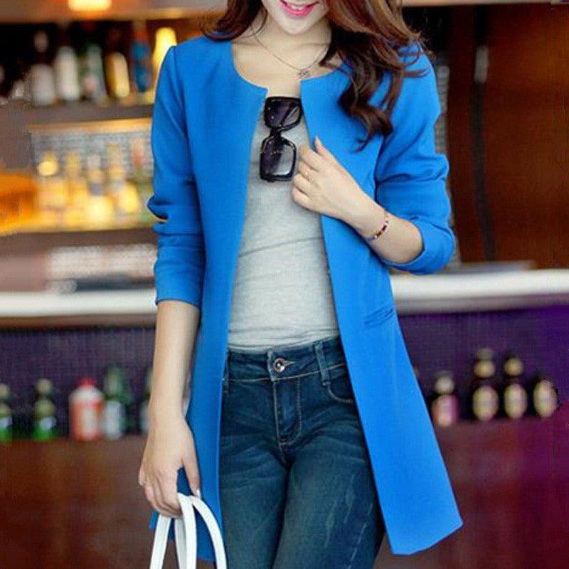 Women Blazer Fashion Straight Slim Single Breasted Long Casual Suit Jacket Blaser Feminino Plus Size WWX140-Dollar Bargains Online Shopping Australia
