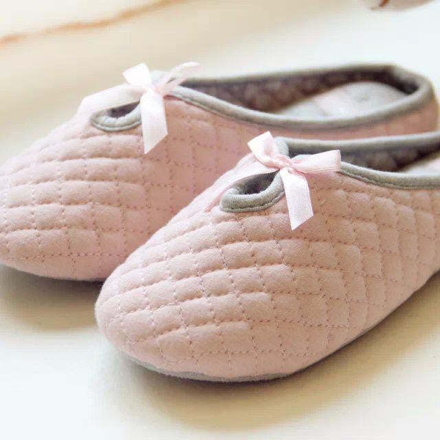 Cute Bowtie Winter Women Home Slippers For Indoor Bedroom House Soft Bottom Cotton Warm Shoes Adult Guests Flats Christmas Gift-Dollar Bargains Online Shopping Australia