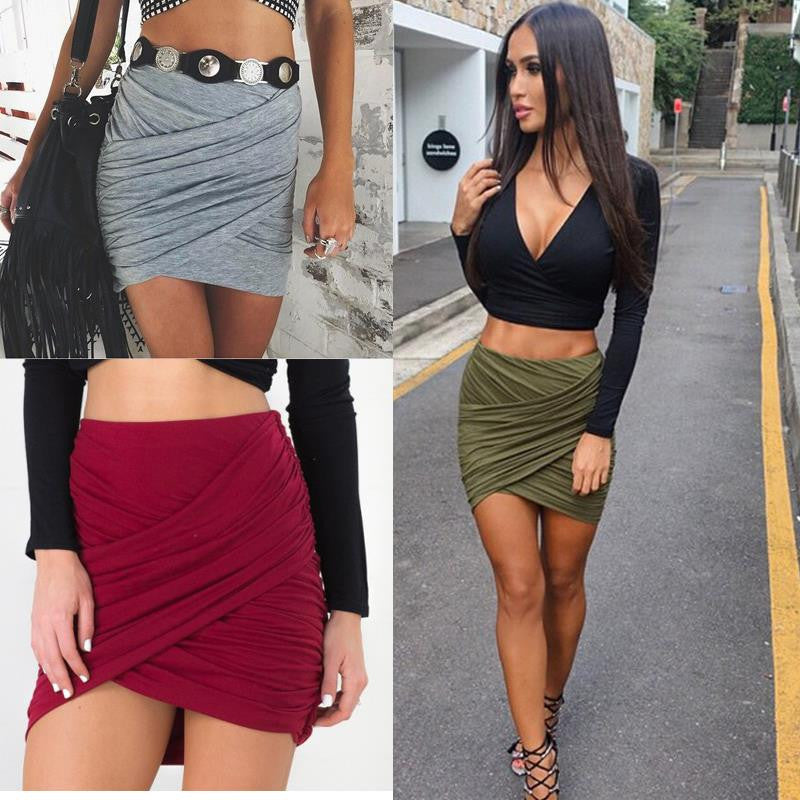 Street Fashion Women Lady High Waist Short Skirt Sexy Bandage Bodycon Cross Fold Pencil Skirts 5 Colors-Dollar Bargains Online Shopping Australia