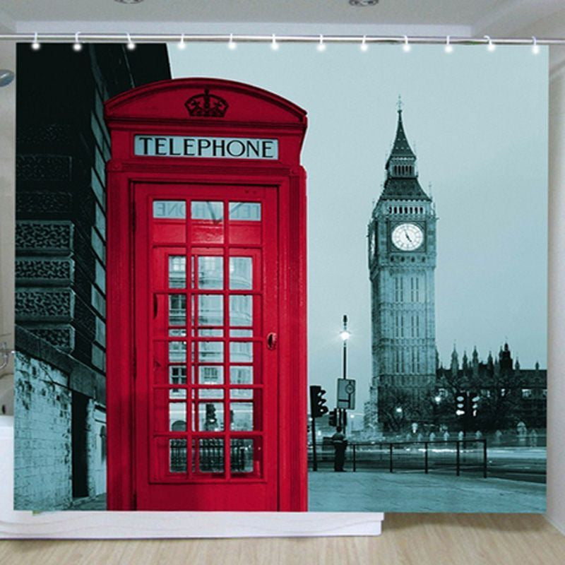 Famous City Landmark Pattern London Big Ben Polyester Shower Curtain Waterproof Home Bathroom Curtains-Dollar Bargains Online Shopping Australia