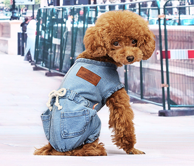 Pet Cat Dog classic Denim jeans Shirt Strap Jeans Coat Vest Jacket Jumpsuit Small Dog Clothes S M L XL-Dollar Bargains Online Shopping Australia