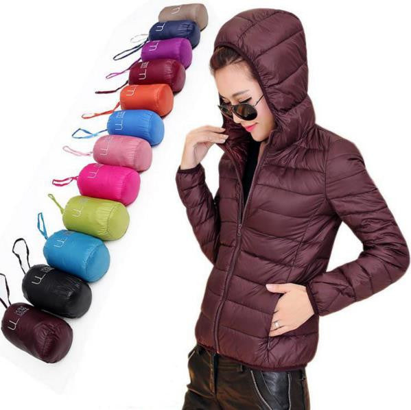 HOT Winter Women Ultra Light Down Jacket 90% Duck Down Hooded Jackets Long Sleeve Warm Slim Coat Parka Female Solid Outwear-Dollar Bargains Online Shopping Australia