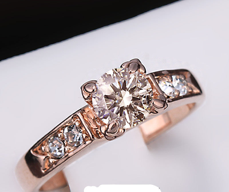 Zirconia Diamond Forever Wedding Rings anel 18K Gold Plated Solitaire Rhinestones Lovers Ring Jewelry For Women Bijoux R051-Dollar Bargains Online Shopping Australia