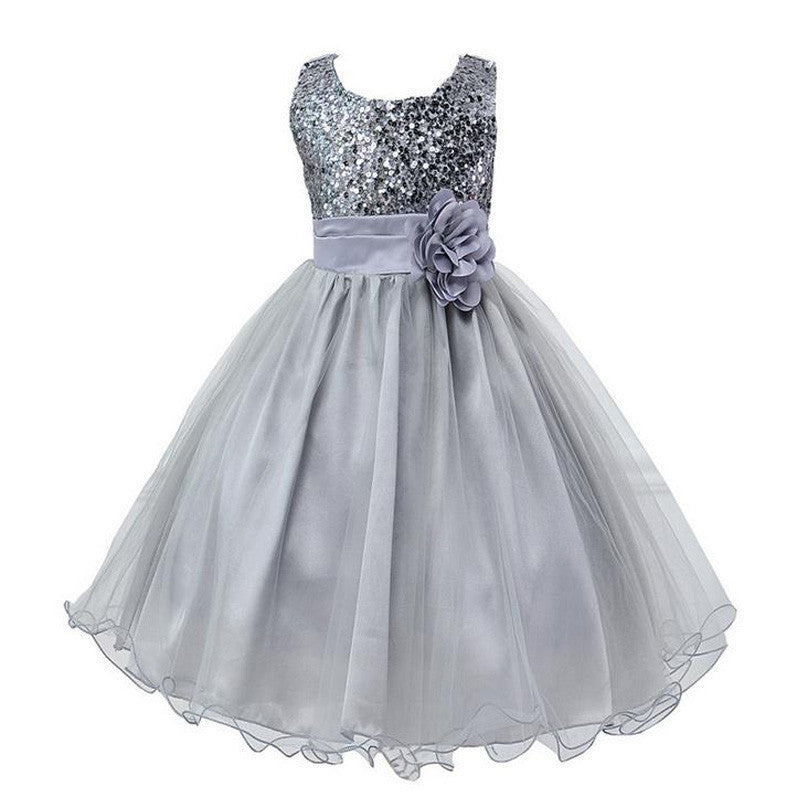 Fashion Sequin Flower Girl Dress Party Birthday wedding princess Toddler baby Girls Clothes Children Kids Girl Dresses-Dollar Bargains Online Shopping Australia