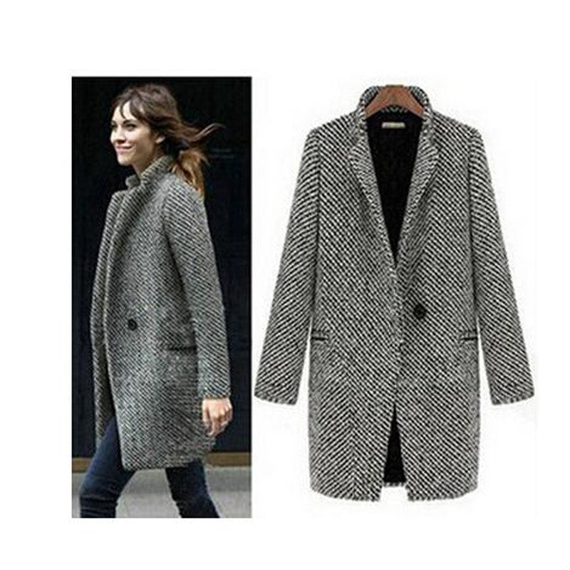 elegant women winter wool coats plus size grey warm cotton trench laides velvet thick jacket long overcoat-Dollar Bargains Online Shopping Australia