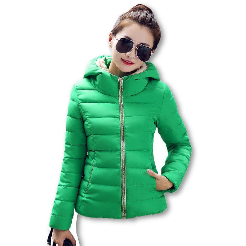 Winter Jacket Women Hooded Parka Slim Cotton-Padded High Neck Candy Color Cotton Jacket Coat Plus Size z84-Dollar Bargains Online Shopping Australia