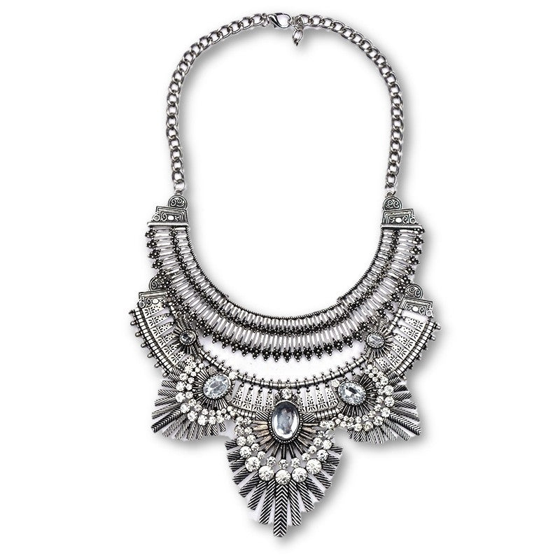 Collar ZA Necklaces & Pendants Vintage Crystal Maxi Choker Statement Silver Collier Femme Boho Big Fashion Women Jewellery-Dollar Bargains Online Shopping Australia