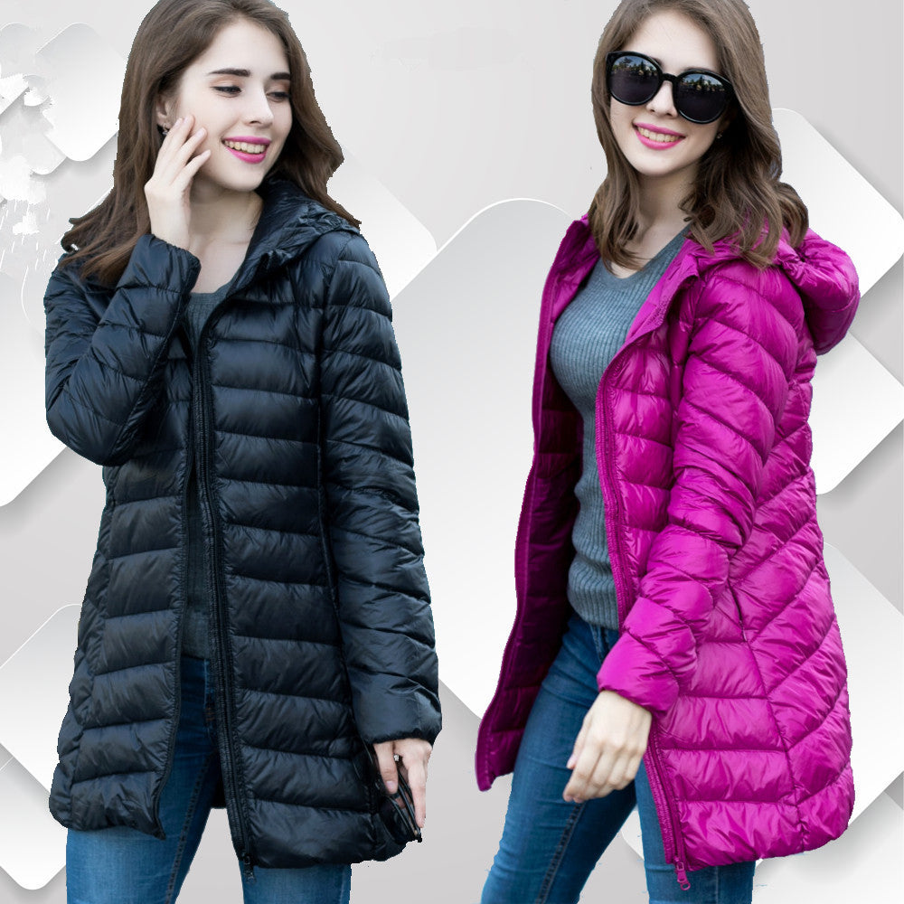 Winter jacket Woman's Outerwear Slim Hooded Down Jacket Woman Warm Down Coat Women Ultra Light White Duck Down Parkas W00785-Dollar Bargains Online Shopping Australia