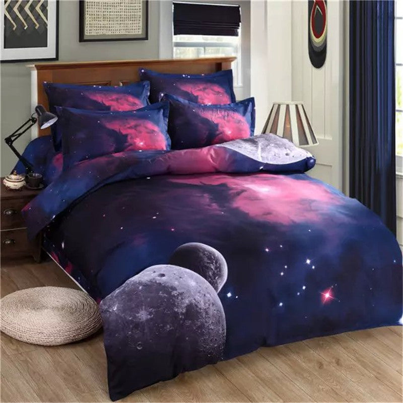 4/3pcs Galaxy 3D Bedding Sets Universe Outer Space Duvet cover Bed Sheet / Fitted Bed Sheet pillowcase Twin queen king-Dollar Bargains Online Shopping Australia