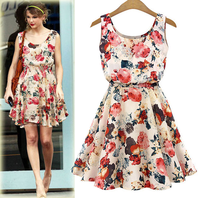 Fashion Design European party Flower prints Slim Dress Femininas Spring Summer Clothing-Dollar Bargains Online Shopping Australia