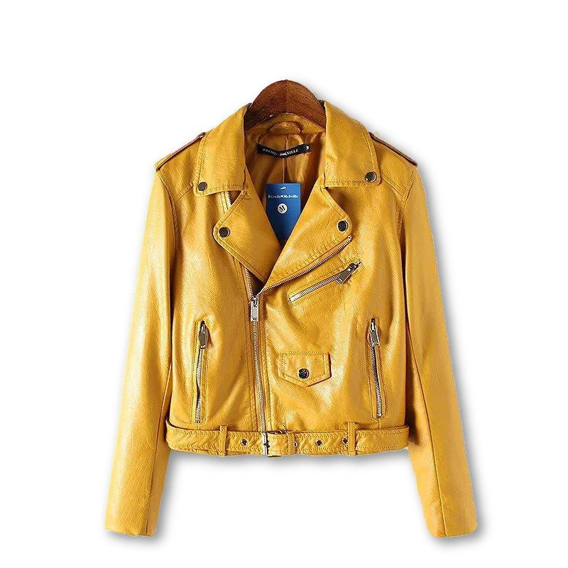 Fashion Women Leather Jacket And The Wind Zipper Bright Ladies Leather Coat Jacket Women-Dollar Bargains Online Shopping Australia