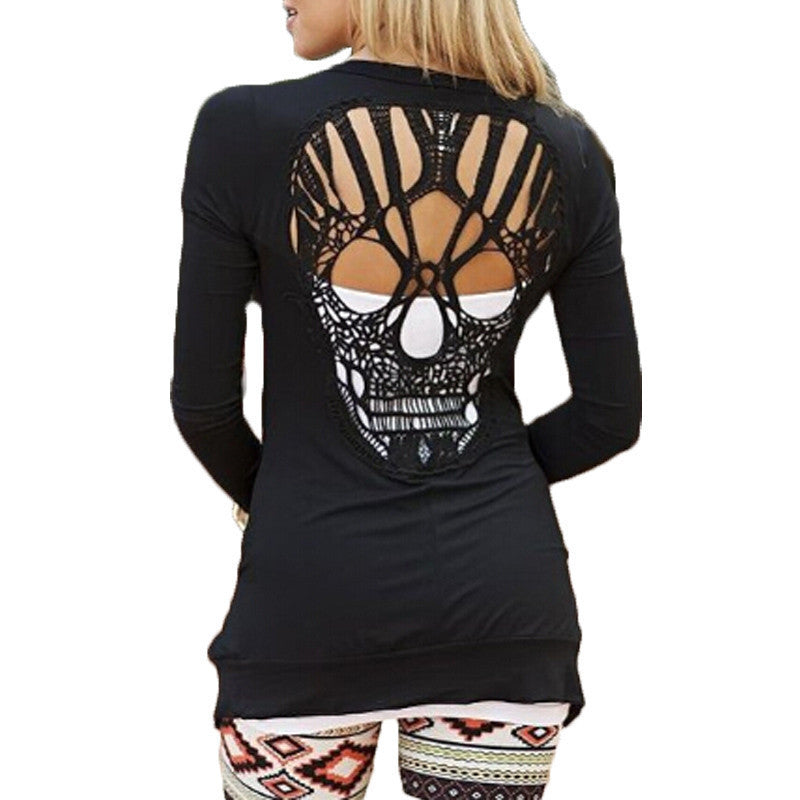 Skull Hollow Out Women Sweaters Knitted Long Sleeve Cardigans Spring Summer Thin Cardigans Sexy Blusas Mujer Body Top Plus Size-Dollar Bargains Online Shopping Australia