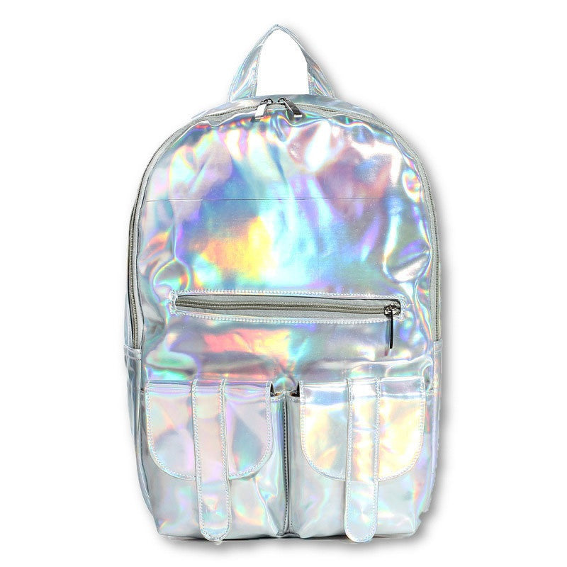 backpack Women Silver Hologram Laser Backpack men's Bag leather Holographic Backpack Multicolor-Dollar Bargains Online Shopping Australia