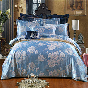 Papa&Mima Jacquard bedding set silk cotton Queen King size 4pcs duvet quilt bedlinen covers bedclothes luxury bedsheet set-Dollar Bargains Online Shopping Australia