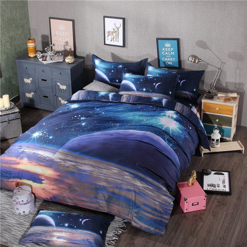 3D Galaxy Bedding Sets Twin/Queen Size Universe Outer Space Themed Bedspread 2pcs/3pcs/4pcs Bed Linen Bed Sheets Duvet Cover Set-Dollar Bargains Online Shopping Australia