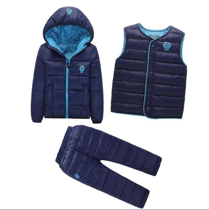 3 Pcs/1 Lot Winter Baby Girls Boys Clothes Sets Children Down Cotton-padded Coat+Vest+Pants Kids Infant Warm Outdoot Suits-Dollar Bargains Online Shopping Australia