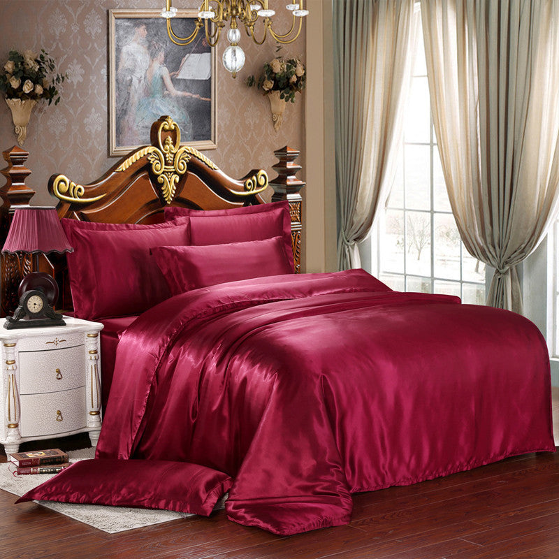 HOT 100% pure satin silk bedding set,Home Textile King size bed set,bedclothes,duvet cover flat sheet pillowcases-Dollar Bargains Online Shopping Australia