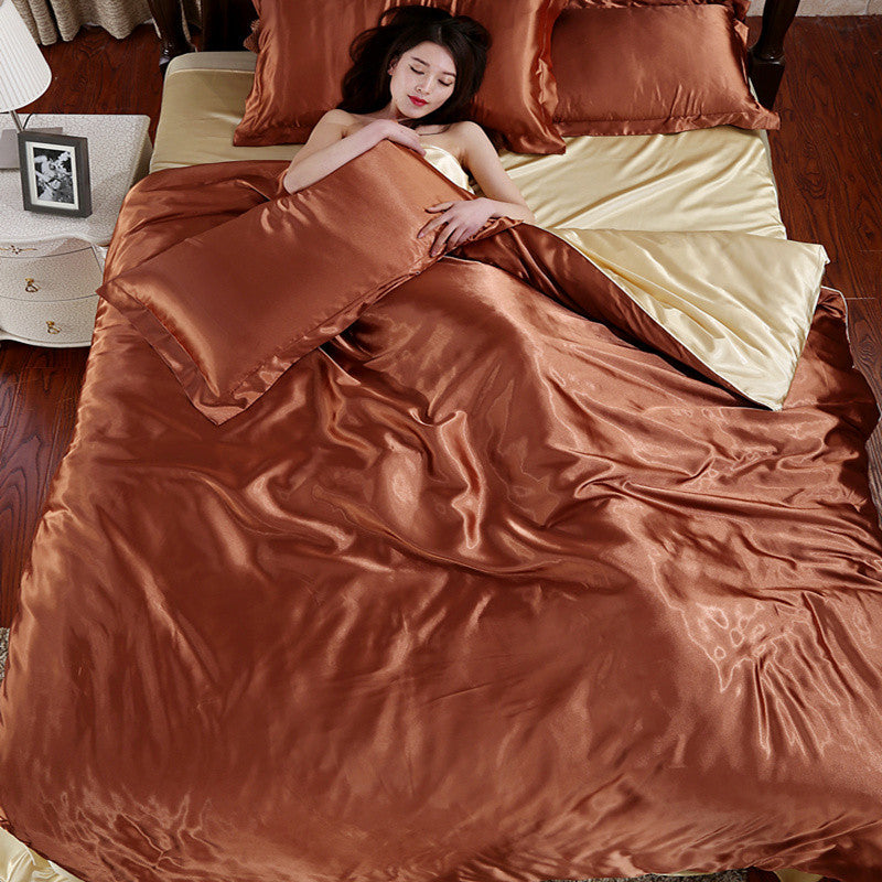 HOT 100% pure satin silk bedding set,Home Textile King size bed set,bedclothes,duvet cover flat sheet pillowcases-Dollar Bargains Online Shopping Australia