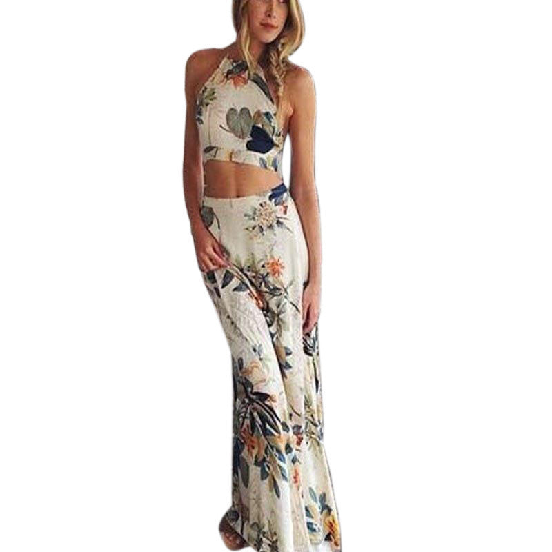 Club Party Dress Women Bodycon Dresses Vestidos De Fiesta Boho Print Halterneck Long Maxi Dress Beach Dress-Dollar Bargains Online Shopping Australia