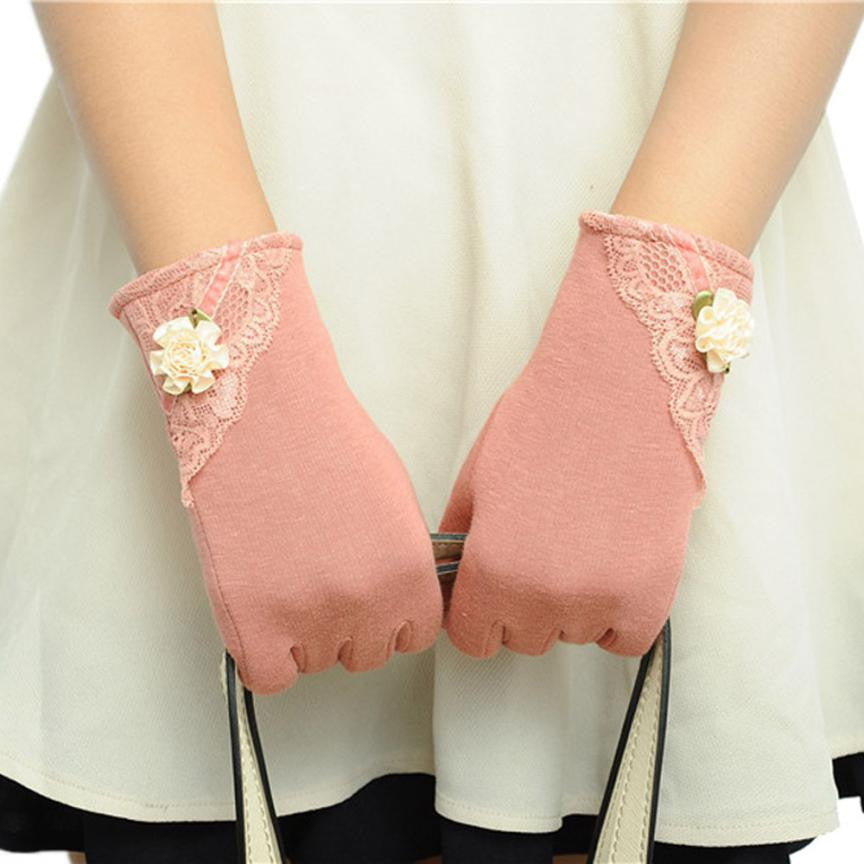 Womens Lace Gloves Winter Warm Wrist Gloves Ladies Touch Screen Mittens Cotton Leather Gloves For Women eldiven YL15-Dollar Bargains Online Shopping Australia