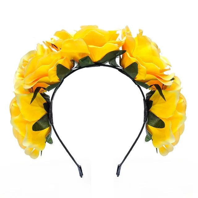 Bride women Rose Flower crown Hairband Wedding Flower Garland Headband Festival flower wreath Elastic Headdress Hair Accessories-Dollar Bargains Online Shopping Australia