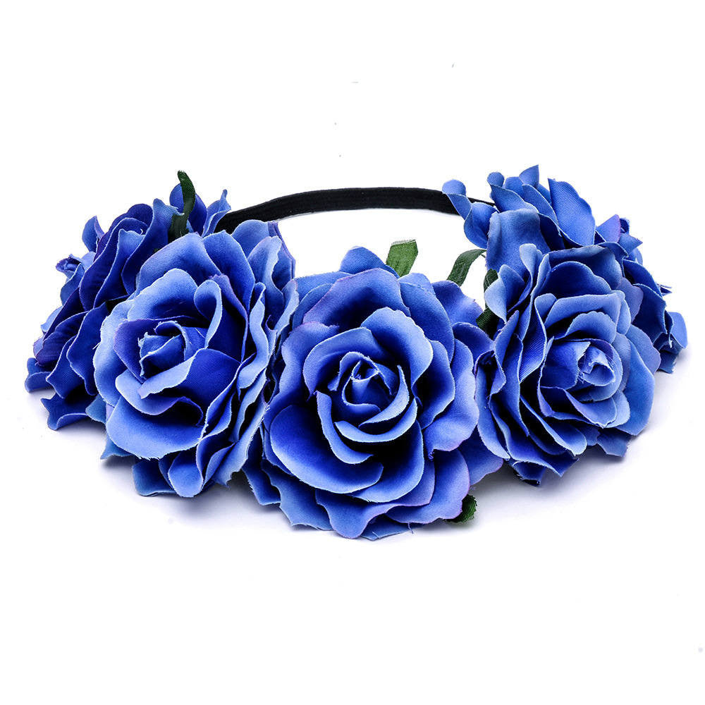 Bride women Rose Flower crown Hairband Wedding Flower Garland Headband Festival flower wreath Elastic Headdress Hair Accessories-Dollar Bargains Online Shopping Australia