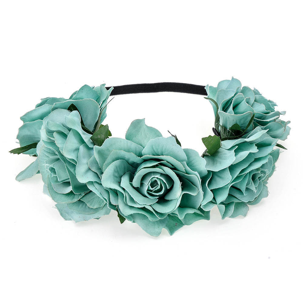 Bride women Rose Flower crown Hairband Wedding Flower Garland Headband Festival flower wreath Elastic Headdress Hair Accessories-Dollar Bargains Online Shopping Australia