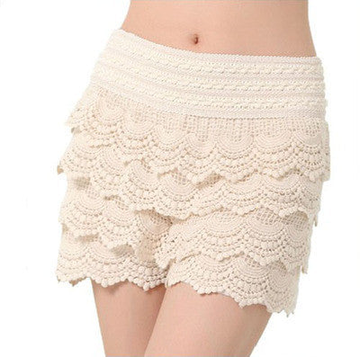 Summer Fashion Womens Shorts Sweet Style Lace Crochet Elastic Waist Slim Short Pants-Dollar Bargains Online Shopping Australia