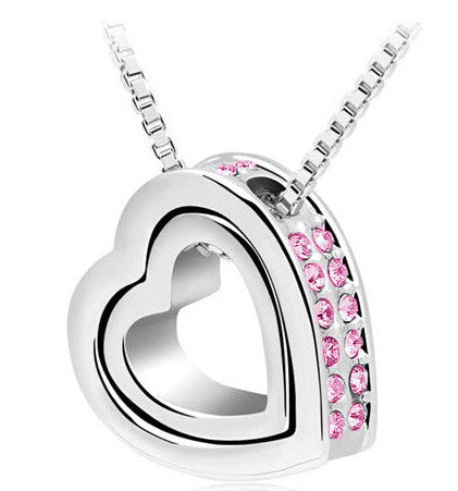 Heart Necklace Women Silver & 18K Gold Plated Jewelry Crystal Necklaces & Pendants Jewellery Valentine's Day And Christmas Gift-Dollar Bargains Online Shopping Australia
