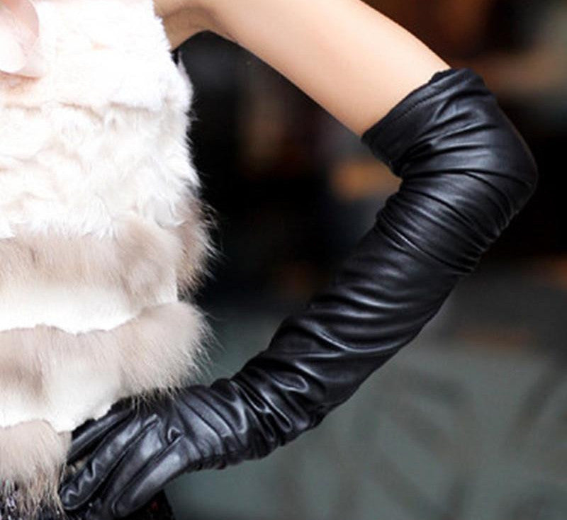 2 Colors The Faux Long Leather Gloves Fashion Women Gloves Warm Outdoors Long Design Sexy Gloves-Dollar Bargains Online Shopping Australia