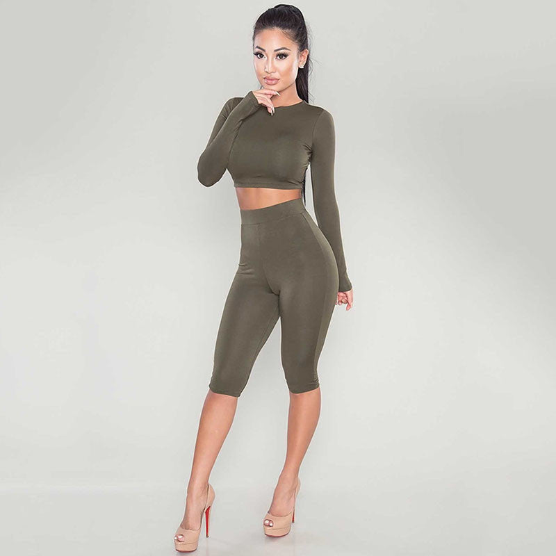 Winter Women Two Piece Bodycon Jumpsuit Knee Length Long Sleeve Black Playsuit Sexy Club Elegant Rompers And Jumpsuits-Dollar Bargains Online Shopping Australia