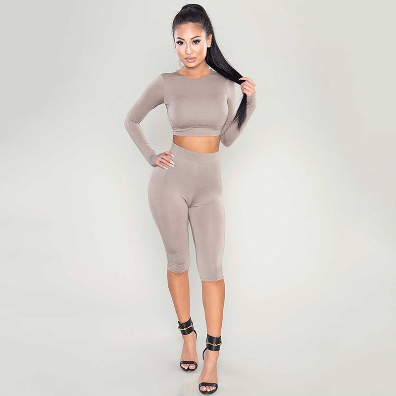 Winter Women Two Piece Bodycon Jumpsuit Knee Length Long Sleeve Black Playsuit Sexy Club Elegant Rompers And Jumpsuits-Dollar Bargains Online Shopping Australia