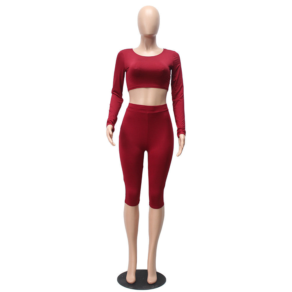 Winter Women Two Piece Bodycon Jumpsuit Knee Length Long Sleeve Black Playsuit Sexy Club Elegant Rompers And Jumpsuits-Dollar Bargains Online Shopping Australia