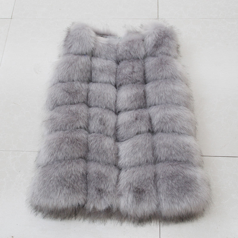 Warm Fashion Women Coat Fur Vest High-Grade Faux Fur Coat Fox Fur Long Vest Plus-Dollar Bargains Online Shopping Australia