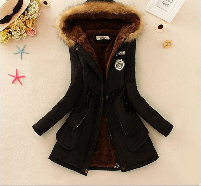 Thickening Warm Fur Collar Winter Coat Women Clothes Lamb Wool Jacket Hooded Parka Army Green Overcoat Top198-Dollar Bargains Online Shopping Australia