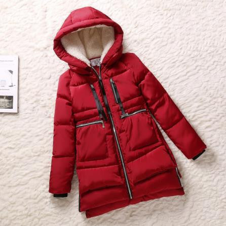 Winter Women Wadded Jacket Red Female Outerwear Plus Size 5XL Thickening Casual Down Cotton Wadded Coat Women Parkas-Dollar Bargains Online Shopping Australia
