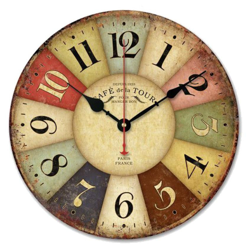 High Quality Vintage France Paris Colourful French Round Country Tuscan Style Paris Wood Wall Clock 1pc 1.8-Dollar Bargains Online Shopping Australia
