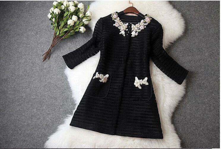 High women ladies autumn winter fashion hollow out embroidery british style trench coat designer runway coat-Dollar Bargains Online Shopping Australia